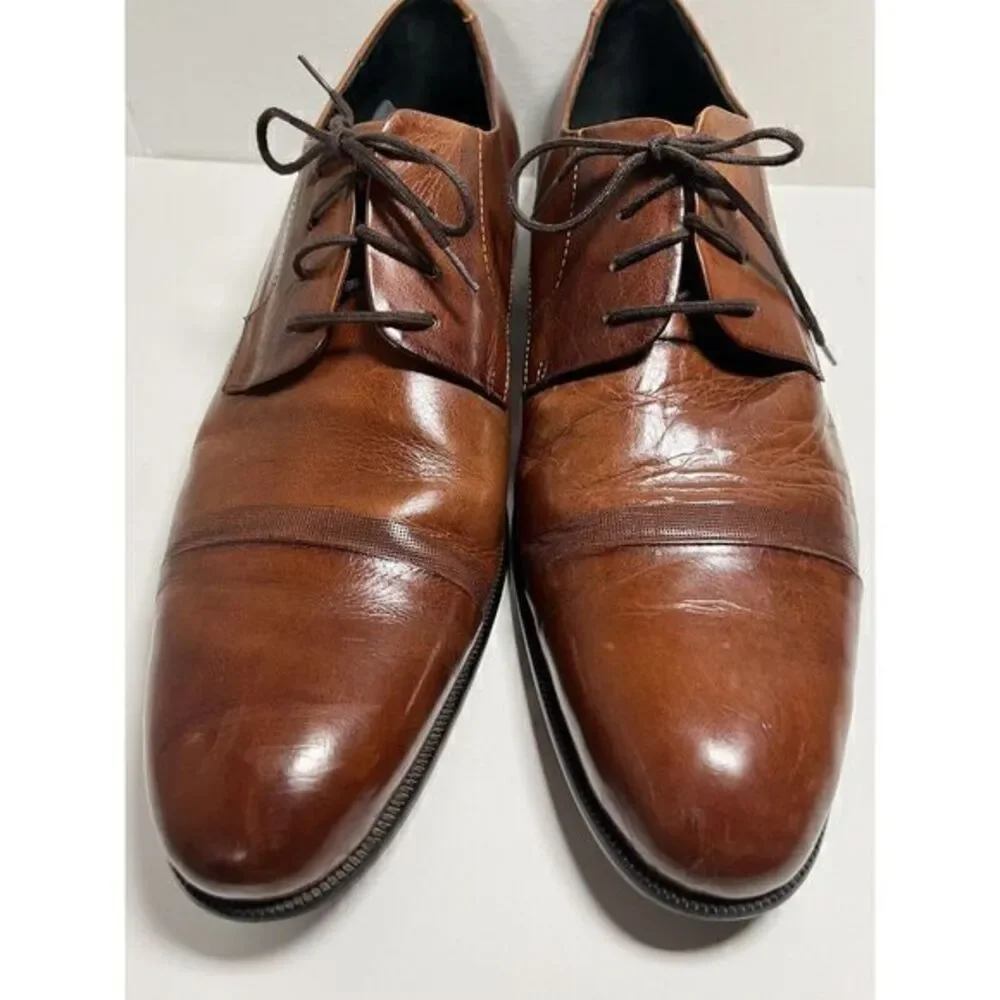 Kenneth Cole New York Men's Army Chief Li Cap‎ Toe Oxfords Cognac Shoes 10M